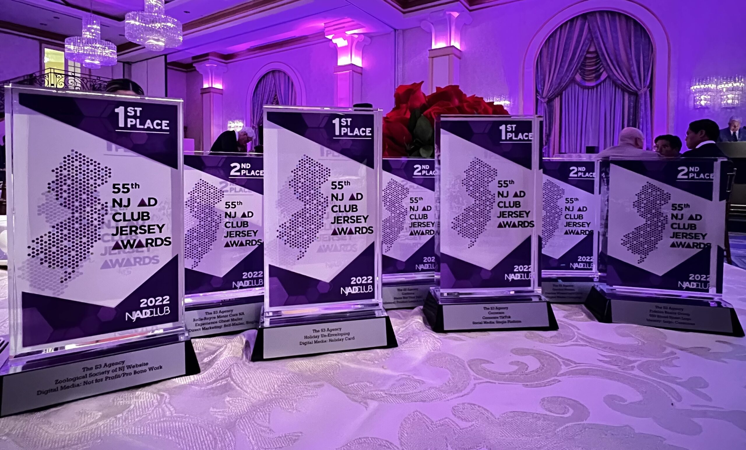 Trophies awarded to The S3 Agency at the NJ Ad Club gala